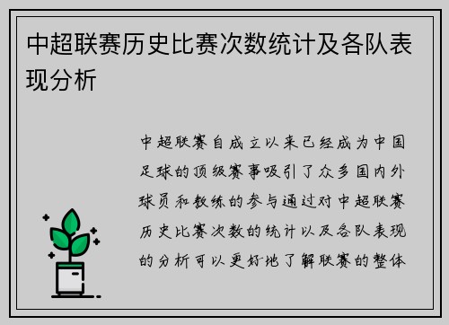 中超联赛历史比赛次数统计及各队表现分析